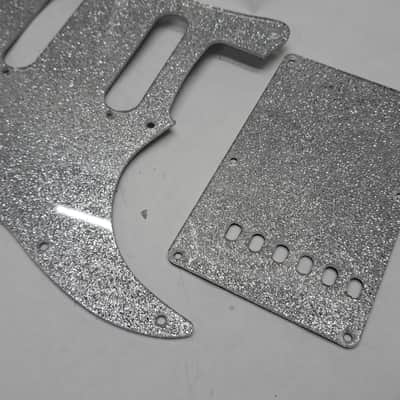 Platinum Silver Sparkle Glitter HSS pickguard + trem cover set Fits Fender Strat Stratocaster image 3