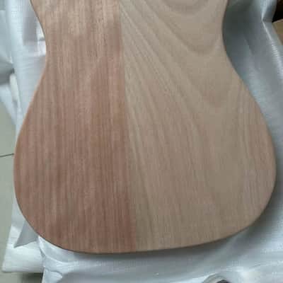 HH Mahogany Wood Guitar Tele Style Body, Tiger Veneer Maple Top, F Hole image 2