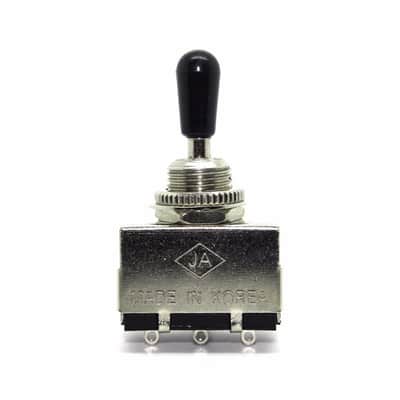 JA KOREA CHROME 3 WAY TOGGLE SWITCH BOX BLACK TIP GIBSON LES PAUL SG TYPE image 1