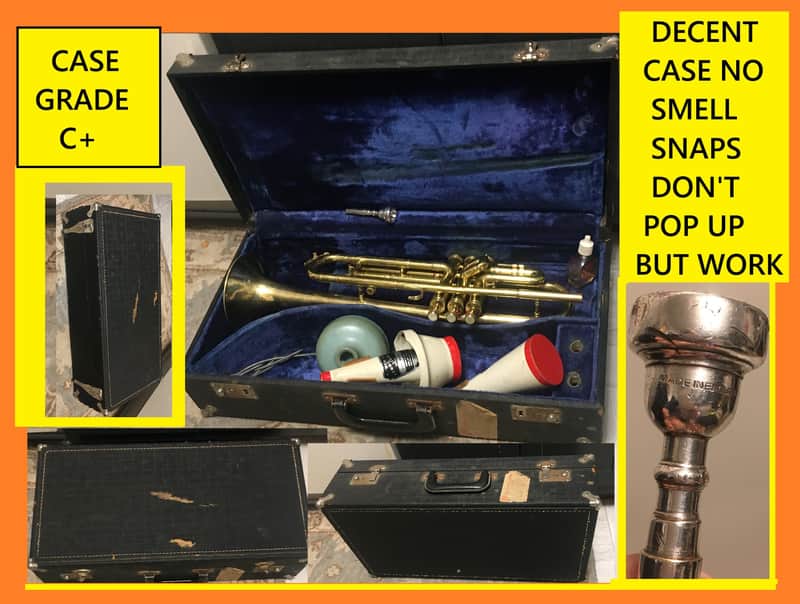 SUMMER DEAL CONN TRUMPET RARE 8B 1934 GUSTAT SYMPHONY GRAND COMPRESSION FINE NO BAD DENTS OR PRIOR REPAIRS , OK CASE , MUTES , MOUTHPIECE image 1