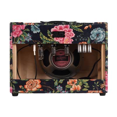 Benson Monarch Reverb Plus 15w 1x12 Combo Amp Navy Blue Floral w/ Wheat Cloth (CME Exclusive) image 4