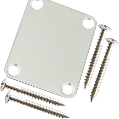 Electric Guitar Neck Plate 4 Holes with Screws Compatible with Strat Tele Style Electric Guitar Bass Parts Replacement Chrome 64 x 51mm image 2