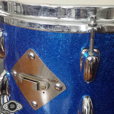 Slingerland early 1960s 3 ply bop toms 12" rack tom 14" floor tom Blue Sparkle image 15