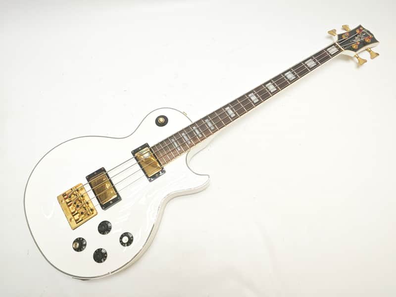 Greco EGB85 White Gold Hardware Made in Japan 1990 LP Type Short Scale Electric Bass Guitar, a4366 image 1