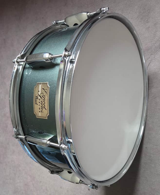 Pearl Export Holzsnare 14x5 Anfang der 2000er Dunkel grün image 1