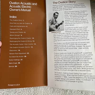1970’s Ovation Case Candy Owner’s Manual + Warranty Card Hang Tag + Original Shim / Collectors Items image 2