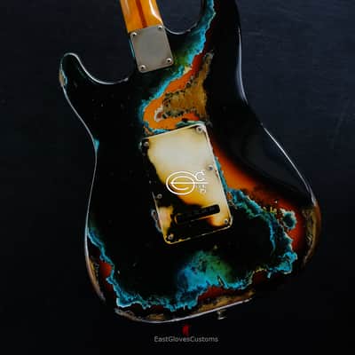 Fender Stratocaster Black/Blue over Sunburst Inspired by Joe Strummer Aged Heavy Relic (RARE) image 12