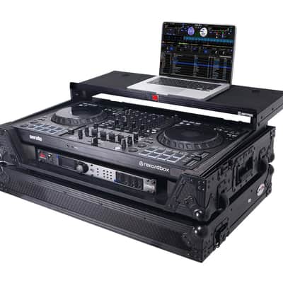 ProX XS-DDJFLX10WLTBLLED ATA Flight Style Road Case For Pioneer DDJ-GRV6 or DDJ-FLX10 DJ Controller with Laptop Shelf 1U Rack Space Wheels and LED - Black image 2