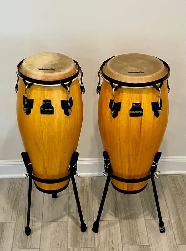 Meinl MarathMeinl Marathon Series Wood Conga Pair Natural w/ LP Bags & Stands – Thailand-Madeon Series image 1