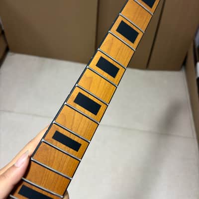 Satin Roasted Maple Guitar neck 22Fret 24inch short scale block inlay big head image 1