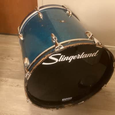 Slingerland 18x20 Bass Drum - Blue Sparkle - converted combo drum - made in Chicago - 1950s 50s vintage image 2
