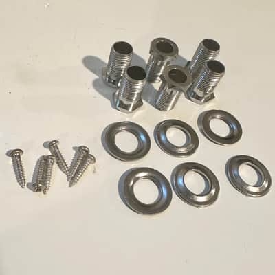 H.C. 6-in-line right handed guitar tuners 1/4” tuning machines pegs 80s-90s - Chrome image 4