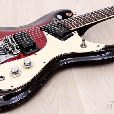 1964 Mosrite Ventures Model Vintage Guitar Red Sunburst w/ Vibramute, Case image 6