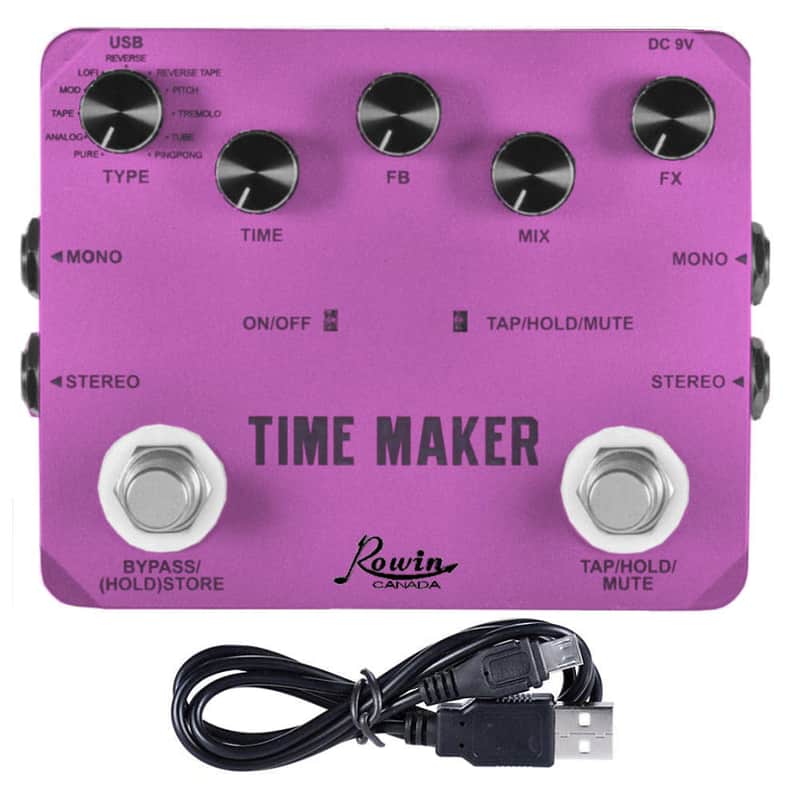 Rowin Canada LTD02 Time Maker Pink Digital Delay Twin Series Guitar Effect Pedal image 1