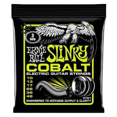 Ernie Ball 3721 Cobalt Regular Slinky Electric Guitar Strings 3-Pack
