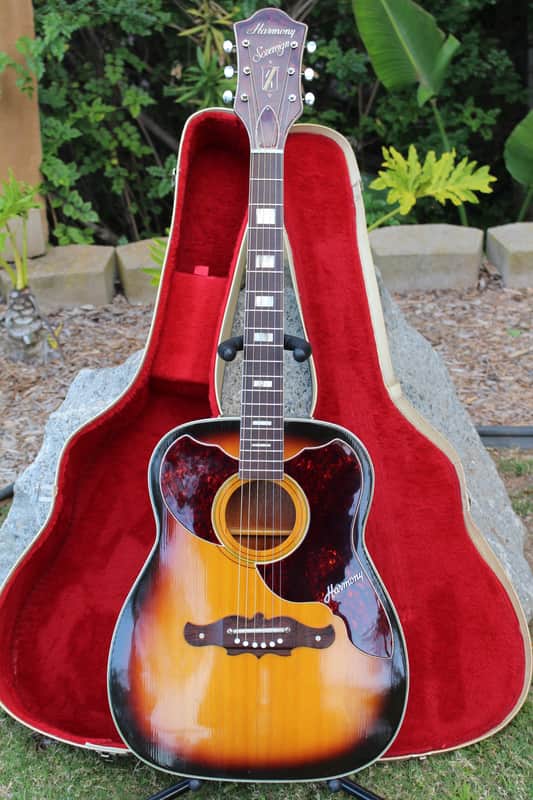 赤と黄色のTOGETHER IN HARMONY Stunning Vintage 1967 Harmony Sovereign H-1265 Deluxe Sovereign