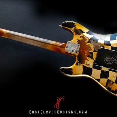 Fender American Stratocaster 60th Anniversary Diamond Edition Stratocaster Distorted Checker with Gold Leaf Aged Relic 1of1 by East Gloves Customs [Discounted by $400 Off for Limited Time Only!] image 7