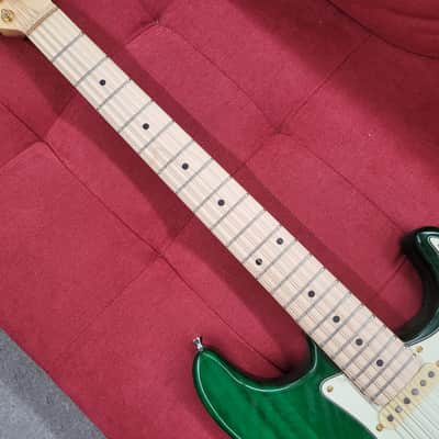 Trap Town Barn Burner S-Style Electric Guitar - Transparent Green image 3