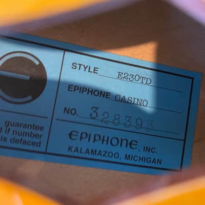 Epiphone John Lennon Casino Ltd Edn (Number 7!) 1965 RI Complete w/ Silkscreen Print image 14