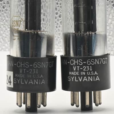 2x1950's Sylvania JAN 6SN7GT Black Pates Made in USA Amplitrex Tested Tube image 5