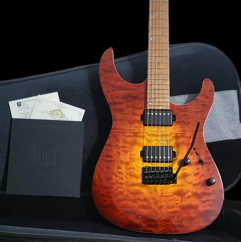 Mayones Aquila Elite S 6 Lava Burst Quilted Maple Gloss Top Birdseye Maple TEW Fingerboard image 1