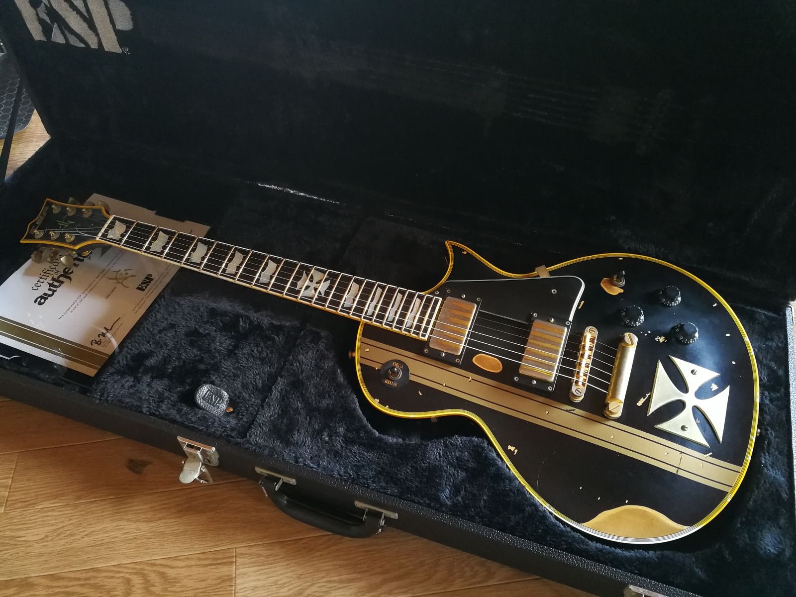 ESP Iron Cross James Hetfield Signature Distressed Black 2009 | Reverb