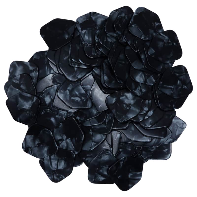 Exotic Plectrums Celluloid Black Pearl Guitar Or Bass Pick - 0.96 mm Heavy Gauge - 330 Medium Home Plate Shape - 100 Pack image 1