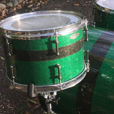 C&C Custom Drums Green Glass Glitter USA Order Made Drum Set Rock Kit CC Cardwell & Cardwell CC Maple Shells 12/14/22 image 3