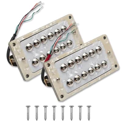 White Pearl Guitar Neck and Bridge Humbucker Pickups with Large Pole image 1