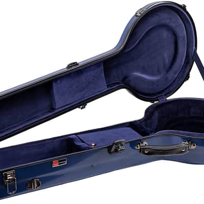 Crossrock Deluxe Fiberglass Flight Hard Case for 11 inches 5 Strings Open Back Banjo, Navy Blue image 2