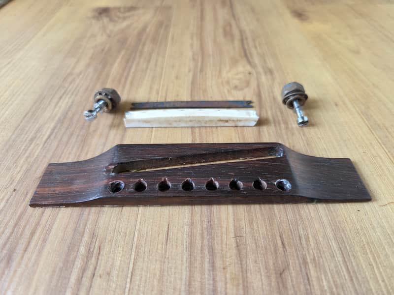 Vintage 1960's Gibson Acoustic Guitar Adjustable Bridge w/ Saddle, Adjustment Studs, Bolts! image 1