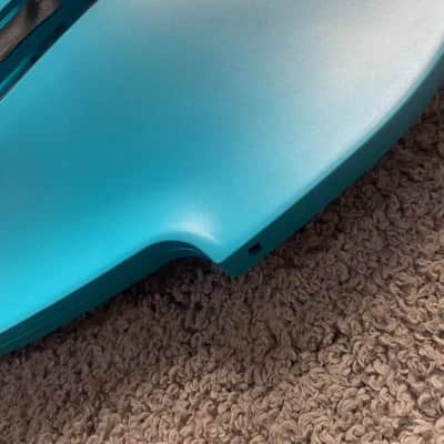 Blue Aluminum Guitar Body with Roasted Maple Wood Neck, Rosewood Fingerboard image 5