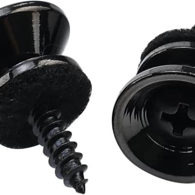 2 PCS Bass Guitar Strap Locks Buttons Stainless Steel Strap Buttons End Pins with Mounting Screws Felt Washer for Classial Acoustic Electric guitar Bass Ukulele Mandolin (Vacuum Black) image 3