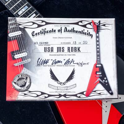2015 Dean Custom Shop USA Michael Schenker Red Black Flying V, Signed 1 of 50 w/ Case, CoA, Tags image 20
