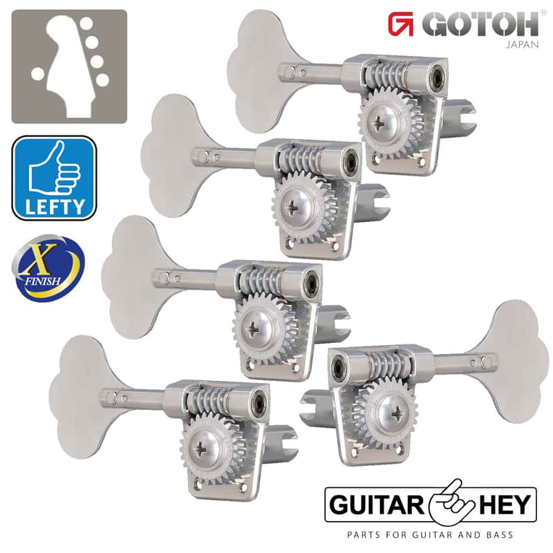 NEW Gotoh GB528 Res-O-Lite Vintage Bass L1+R4 Lightweight 1x4 - ANTIQUE X-CHROME image 1