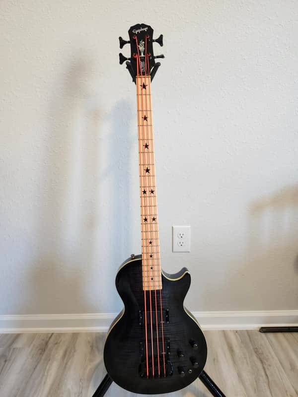 Epiphone Vinnie Hornsby "The Vinnie" Les Paul Standard Bass 2003 - 2005 - Trans Black image 1