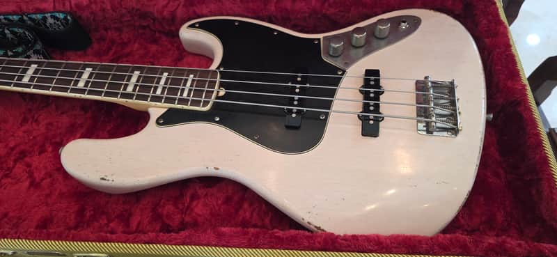 2026 MJT Jazz Bass - Aged White - Nitro Finish - block inlay, 70s style rosewood block inlay pearl bound neckk -Lollar Pickups image 1
