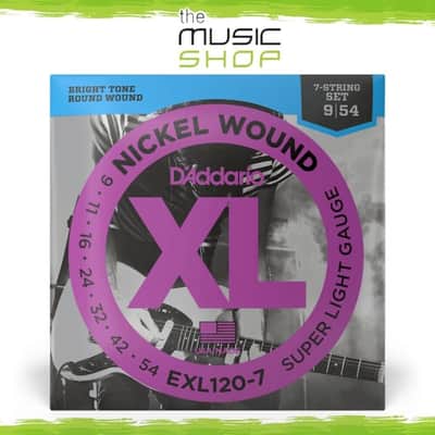 Immagine D'Addario XL 9-54 Super Light 7 String Electric Guitar Strings - EXL120-7 - 1