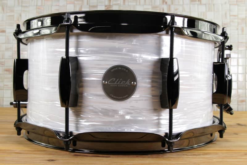 Click Custom 10ply Maple 6x12 Snare Drum White Ripple Finish image 1