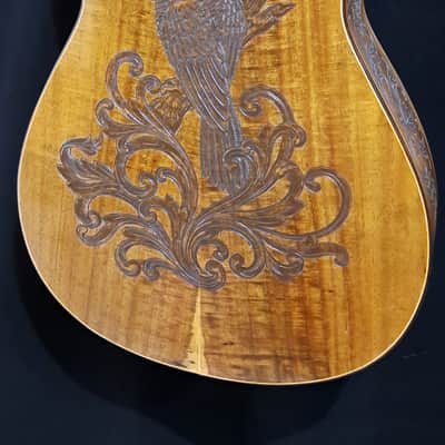 Acoustic Parlor Guitar Handmade by Blueberry Guitars Owl Motif image 12