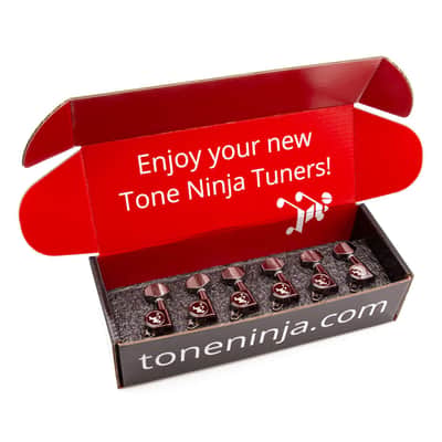 Genuine Tone Ninja Tuners, 6 Inline Staggered, Left Handed, Black Nickel
