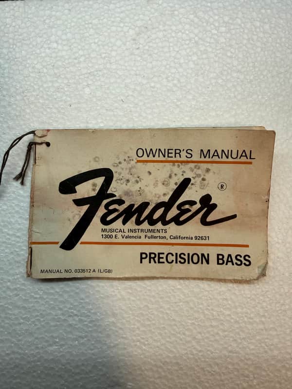 Fender Precision 1960s 1970s Bass Owners Manual Hang Tag Warranty 1960s. 1970s image 1