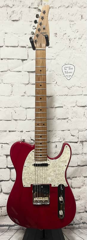 Tom Anderson Guitarworks T Icon Contoured - Transparent Red with Dark Grain