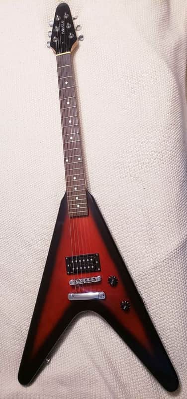Mahar Flying V full size Electric Guitar Red Black, extremely rare image 1