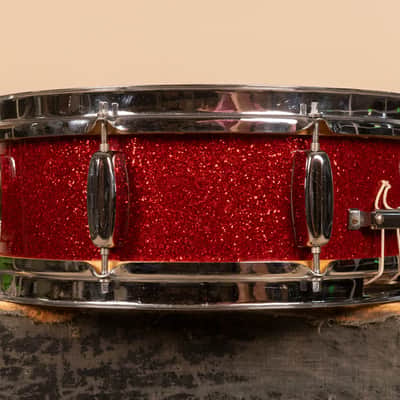 1960 Rogers 5x14 Sparkling Red Pearl Holiday Snare Drum image 6