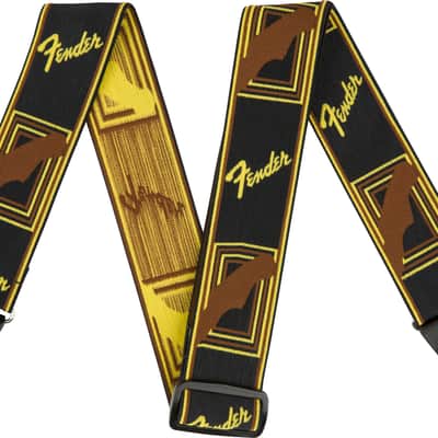 Fender 2" Weighless Monogram Strap Black/Yellow/Brown image 1