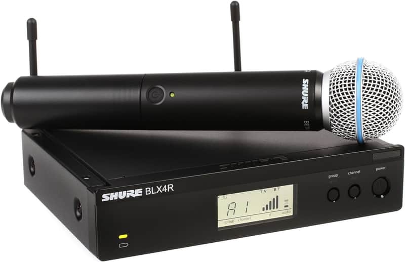 Shure BLX24R/B58 UHF Wireless Microphone System - Perfect for Church, Karaoke, Vocals - 14-Hour Battery Life, 300 ft Range | BETA 58A Handheld Vocal Mic, Single Channel Rack Mount Receiver | H11 Band image 1