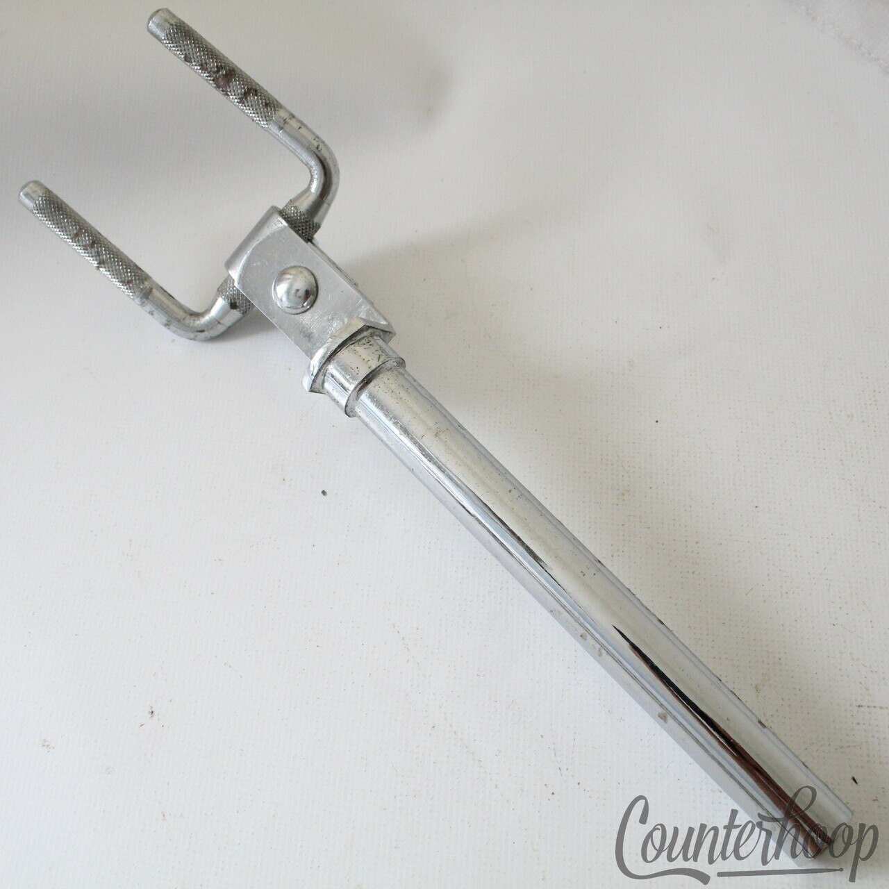Pearl Double Tom Drum Dual L-Arms Mount Post Tube Bass Arm Chrome Vintage 60s — main photograph