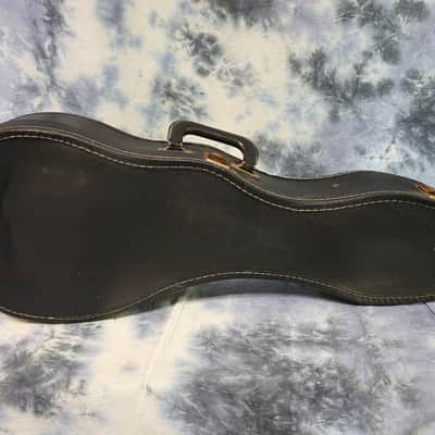 Vintage RARE 1969 Harmony Batwing Mandolin Case Black Red Plush Interior image 3