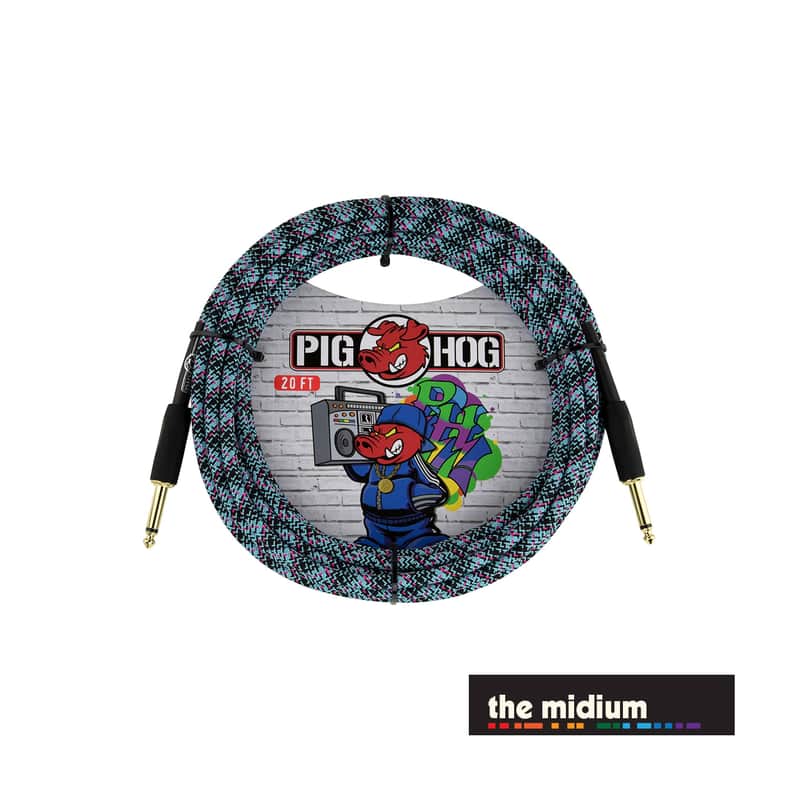 Pig Hog Graffiti Series 1/4" TS Instrument Cable – Blue Graffiti – (Multiple Lengths) - PCH20GBL 20' (20 ft.) image 1
